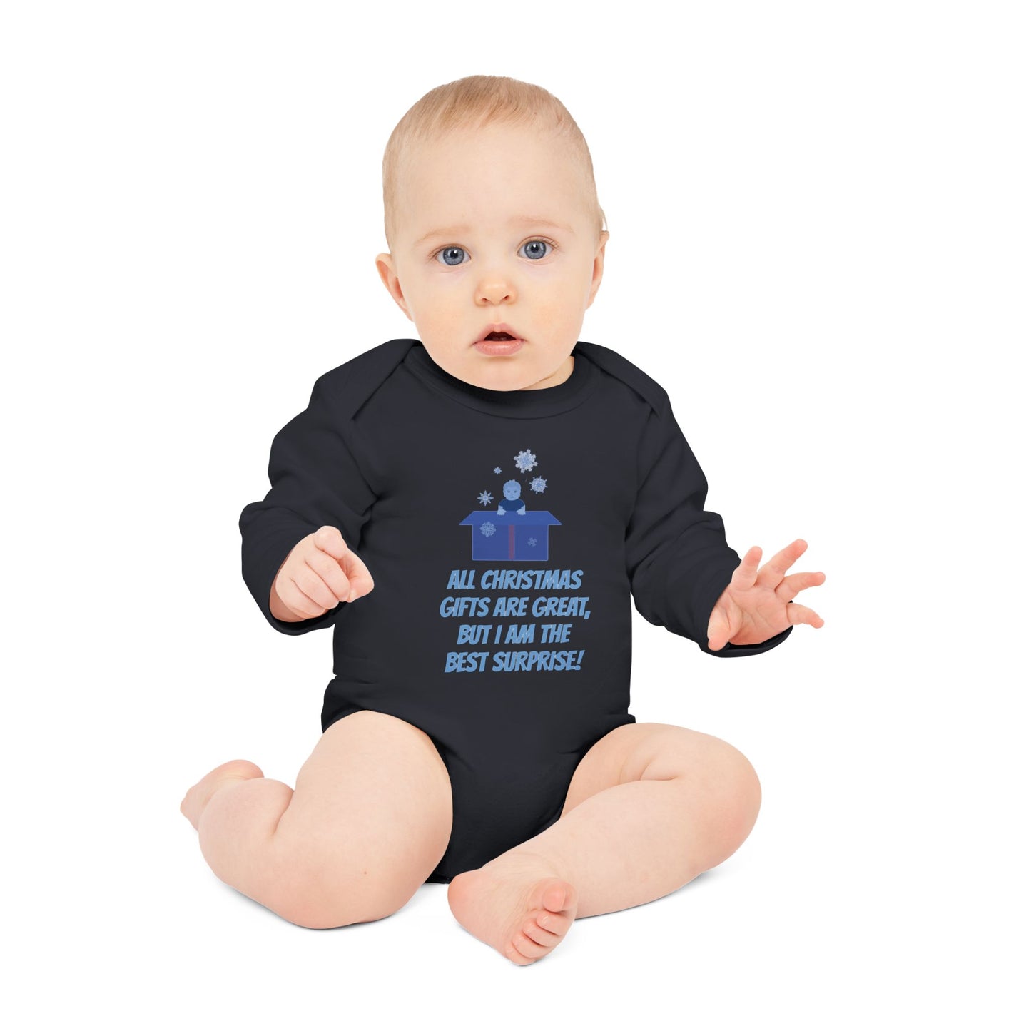 "Best Christmas surprise" Organic baby Bodysuit, long sleeves