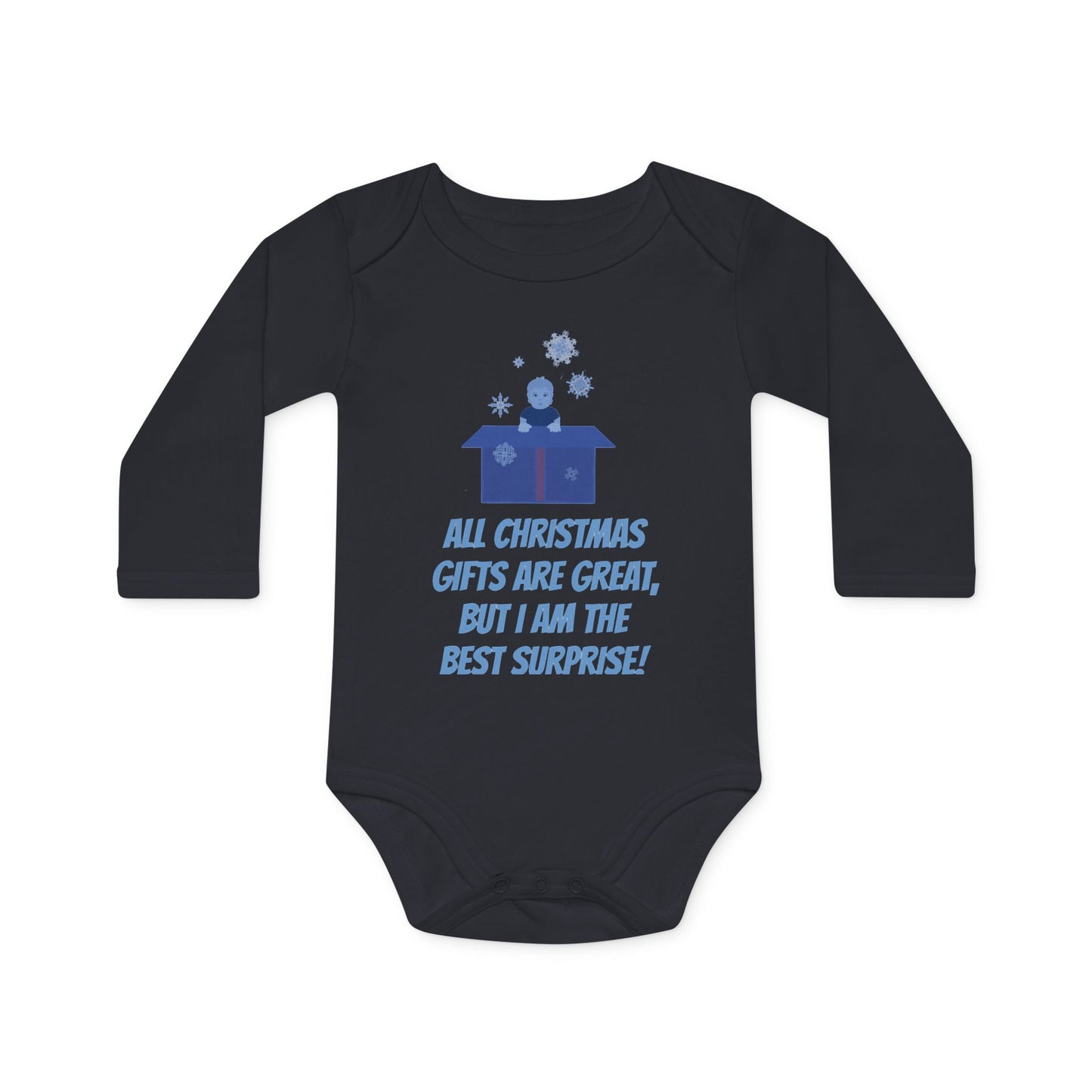 "Best Christmas surprise" Organic baby Bodysuit, long sleeves