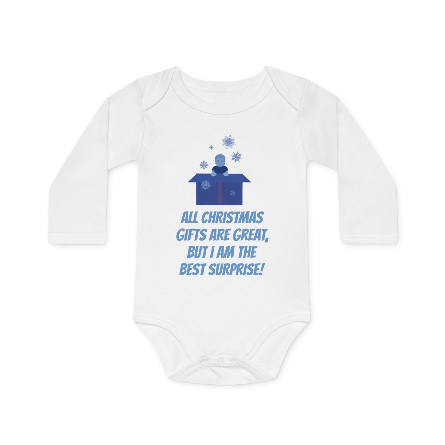 "Best Christmas surprise" Organic baby Bodysuit, long sleeves