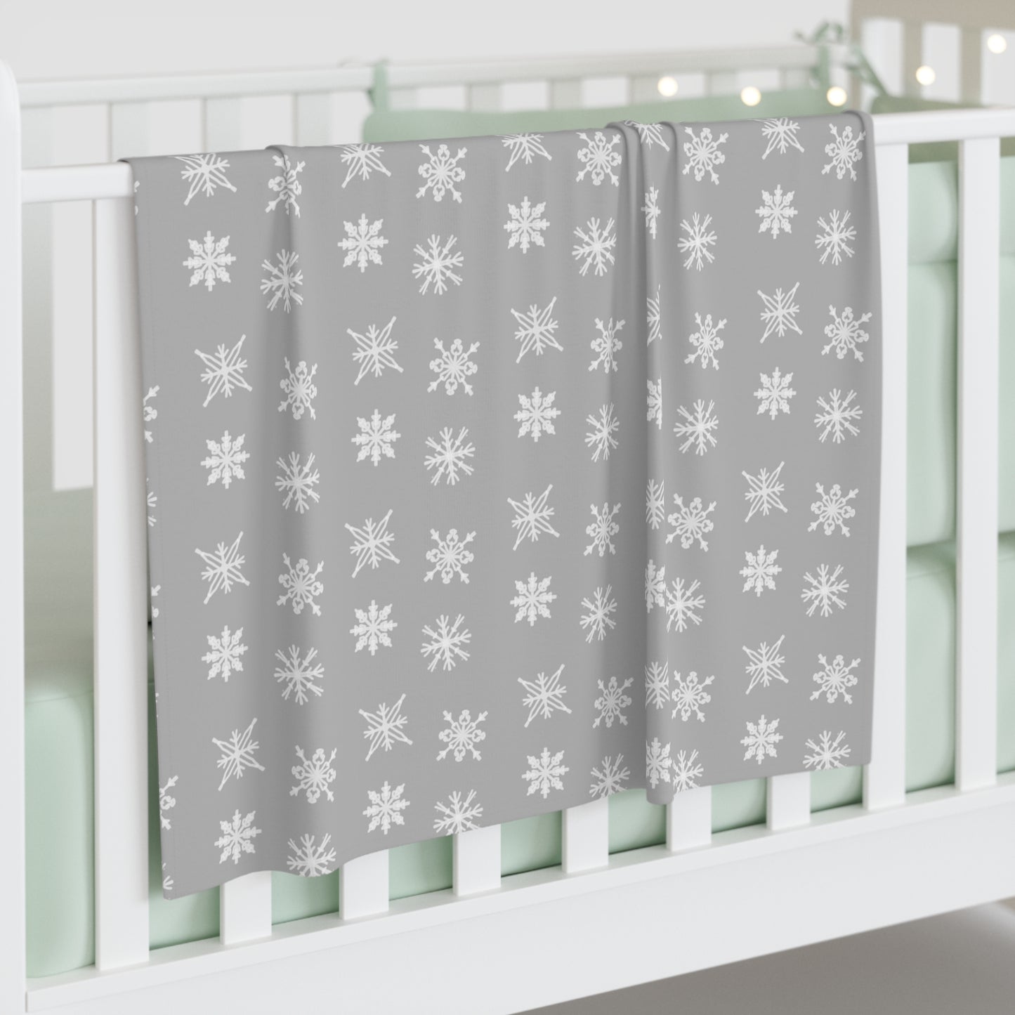 Swaddle Blanket - Gray and White Snowflake Design